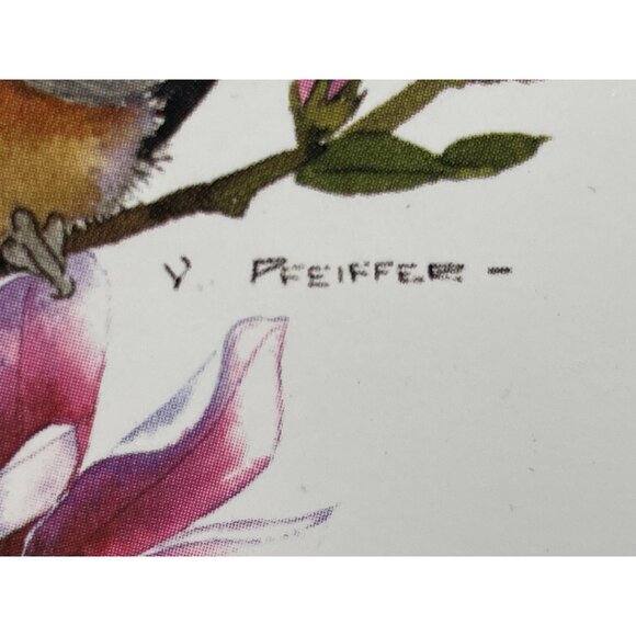 Valerie Pfeiffer Original Art "Thank You" Card With Birds & Flowers - Picture 2 of 3